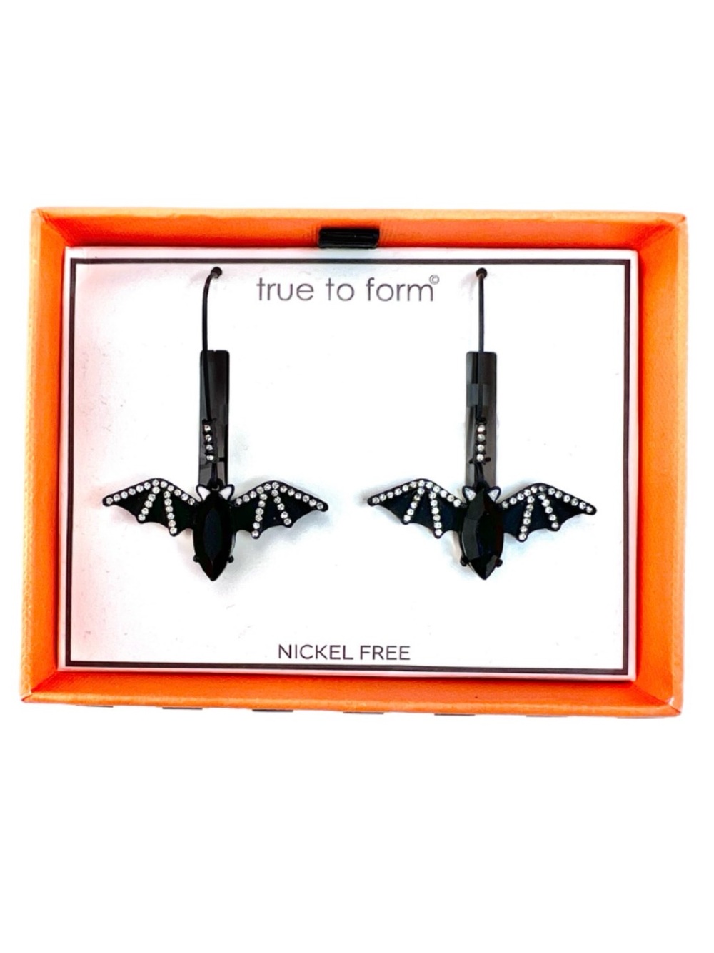 True to Form Black Bat Drop Earrings - Bat Earrings with Rhinestones